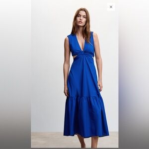 Mango blue knot midi dress